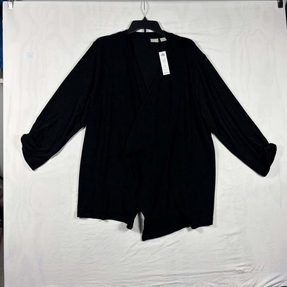 Chico's Travelers Cardigan Size 4 (US 20/22) Black Open Front